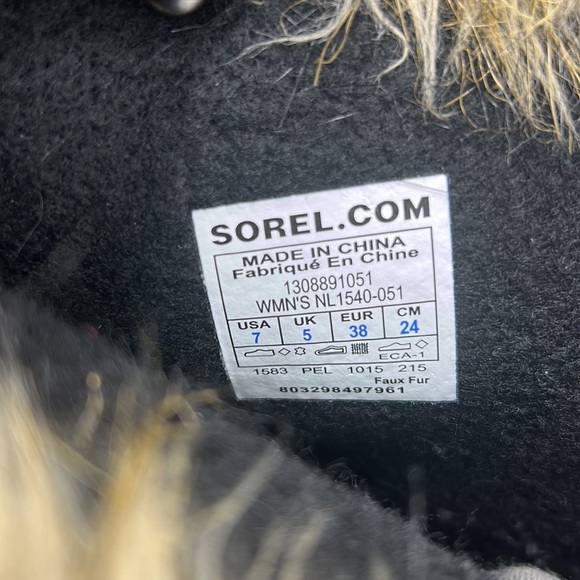 SOREL JOAN OF ARCTIC TALL FUAX FUR WINTER SNOW BOOT WOMEN SIZE 7 GRAY BLACK - Picture 10 of 11